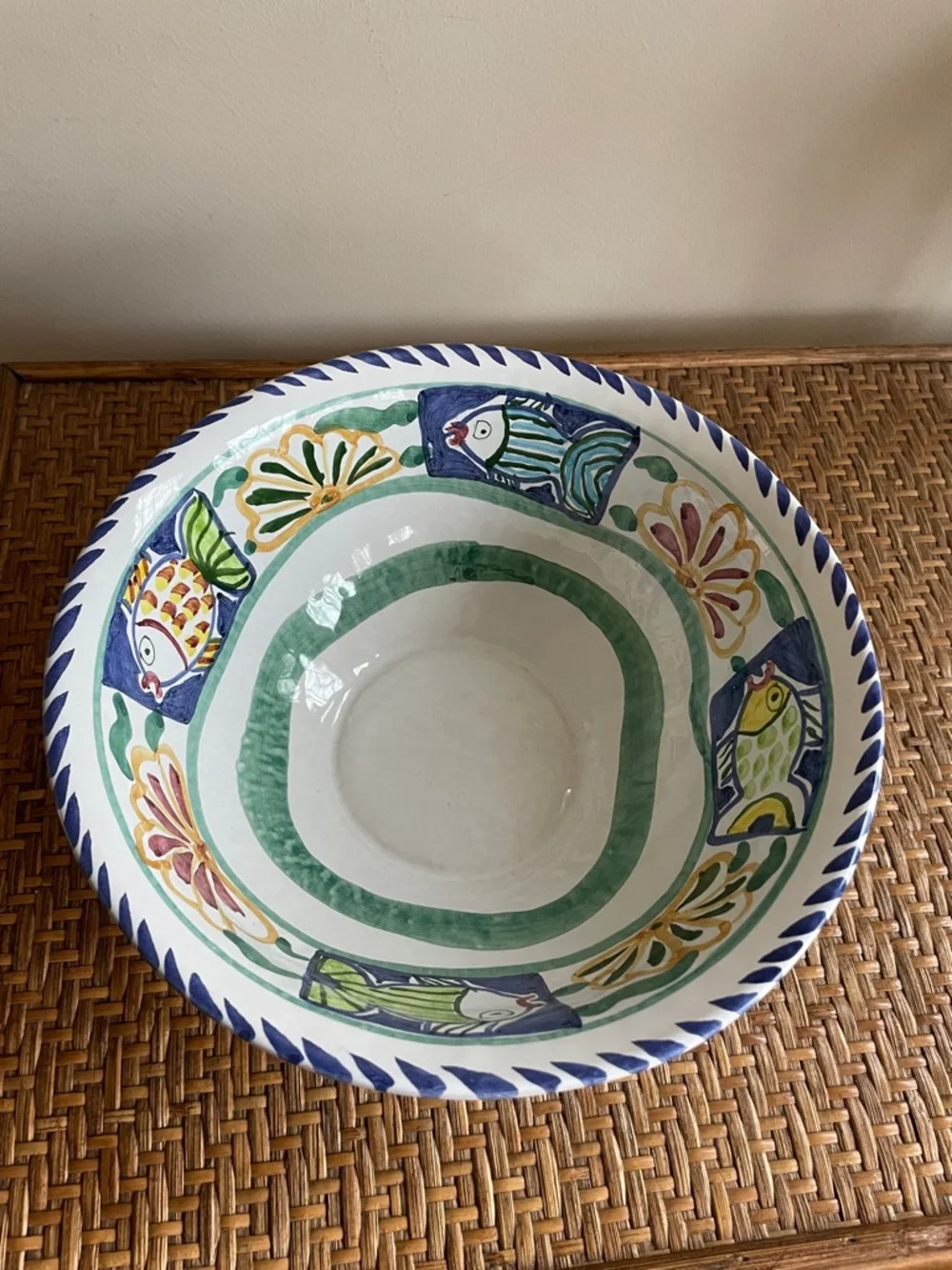 Tam San Designs Whimsy Fish & Shell Bowl w/Original Tag - 9 1/4”